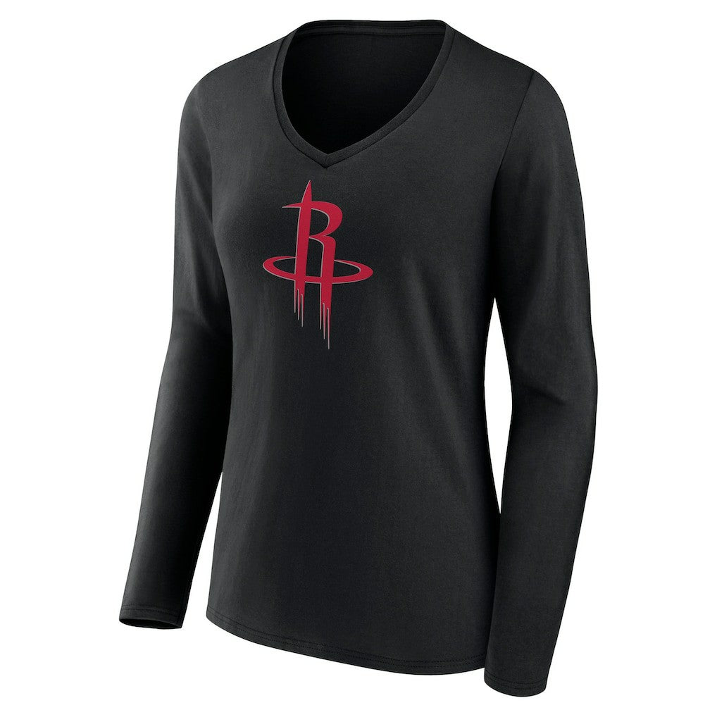Houston Rockets Women's Primary Logo Long Sleeve V-Neck T-Shirt Outlet