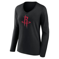 Houston Rockets Women's Primary Logo Long Sleeve V-Neck T-Shirt Outlet