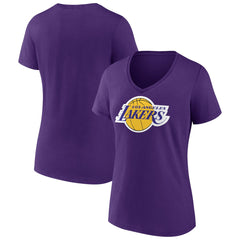 Los Angeles Lakers Women's Primary Logo V-Neck T-Shirt New