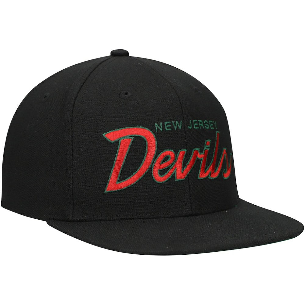 New Jersey Devils Mitchell & Ness Core Team Script 2.0 Snapback Hat Outlet