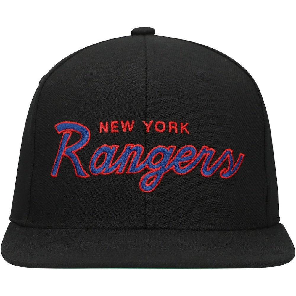 New York Rangers Mitchell & Ness Core Team Script 2.0 Snapback Hat Discount