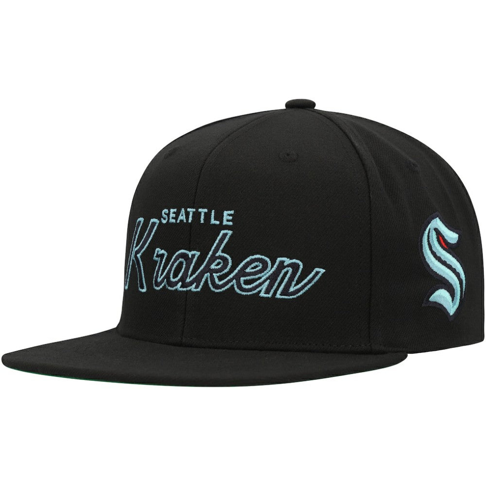 Seattle Kraken Mitchell & Ness Core Team Script 2.0 Snapback Hat Online