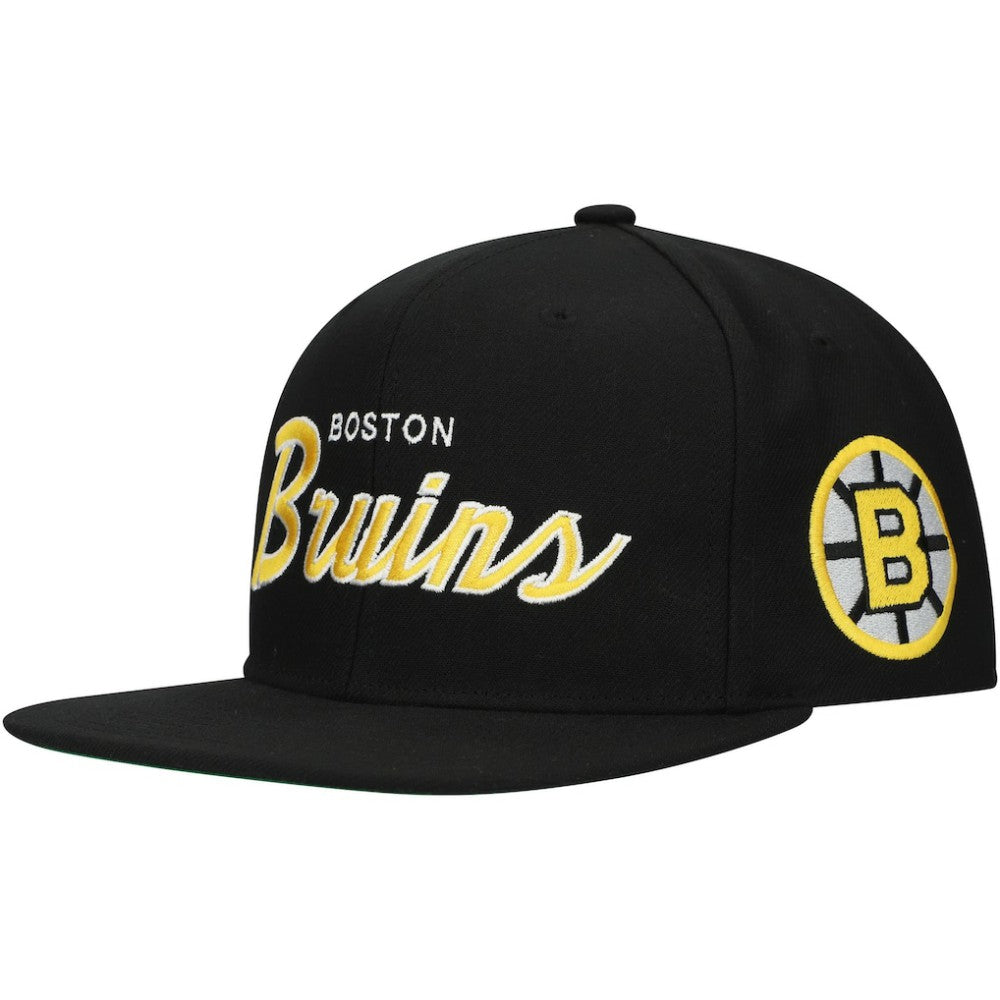 Boston Bruins Mitchell & Ness Core Team Script 2.0 Snapback Hat Sale