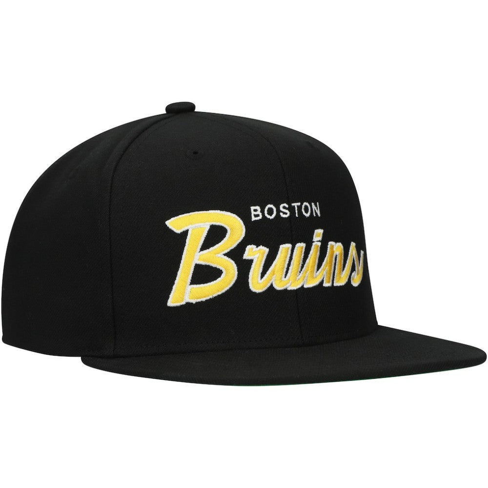 Boston Bruins Mitchell & Ness Core Team Script 2.0 Snapback Hat Sale