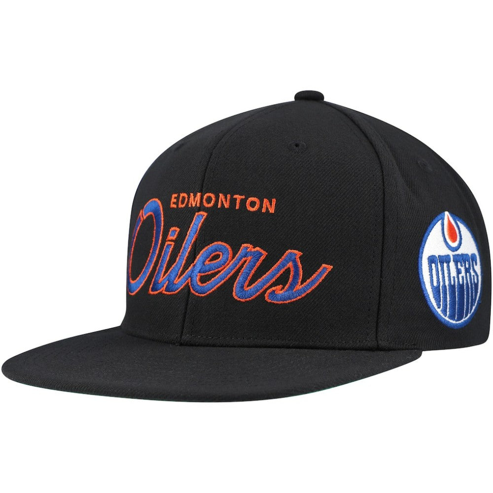 Edmonton Oilers Mitchell & Ness Core Team Script 2.0 Snapback Hat Sale
