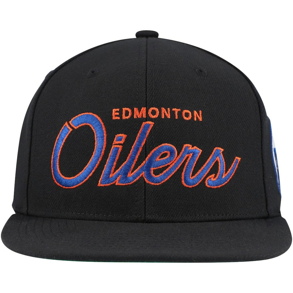 Edmonton Oilers Mitchell & Ness Core Team Script 2.0 Snapback Hat Sale