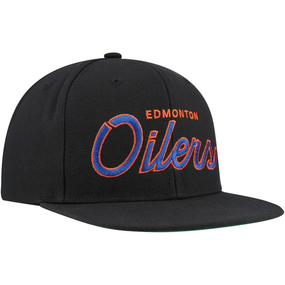 Edmonton Oilers Mitchell & Ness Core Team Script 2.0 Snapback Hat Sale