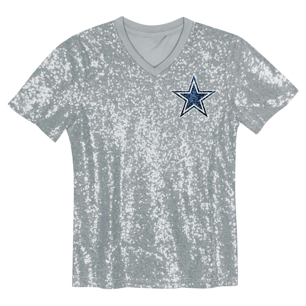 Dallas Cowboys  CeeDee Lamb  Girls Youth Sequin V-Neck Fashion Jersey