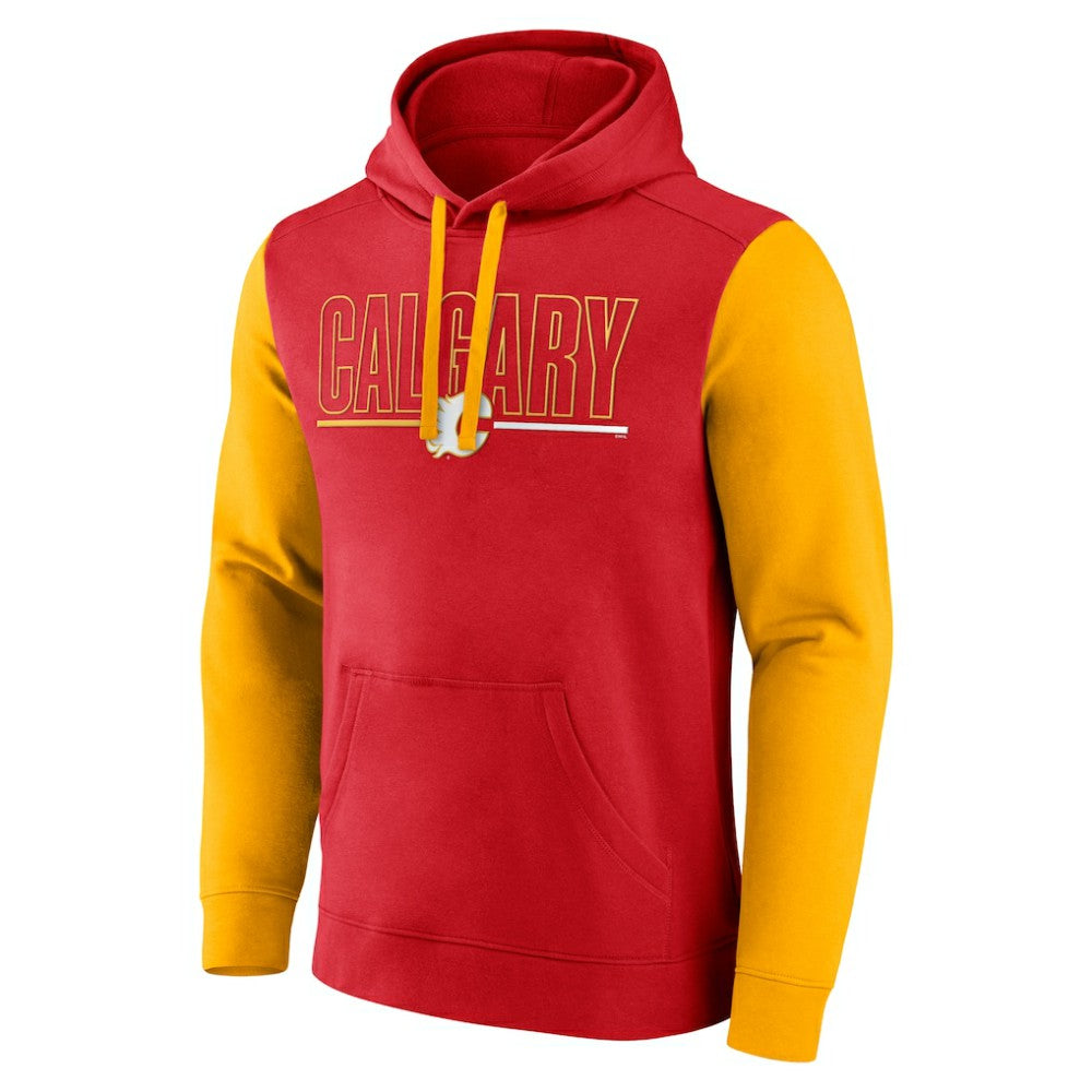 Calgary Flames Logo Athletic Deliver Fleece Pullover Hoodie On Sale