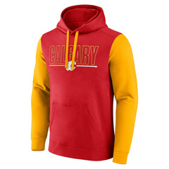 Calgary Flames Logo Athletic Deliver Fleece Pullover Hoodie On Sale