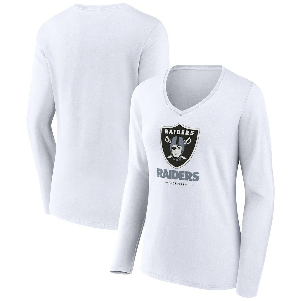Las Vegas Raiders  Women's Team Lockup Long Sleeve V-Neck T-Shirt