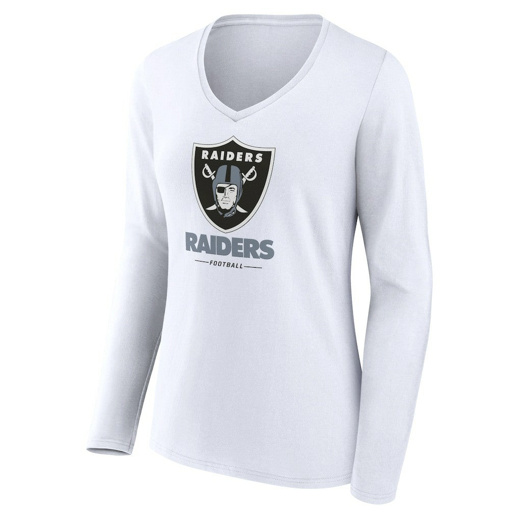 Las Vegas Raiders  Women's Team Lockup Long Sleeve V-Neck T-Shirt