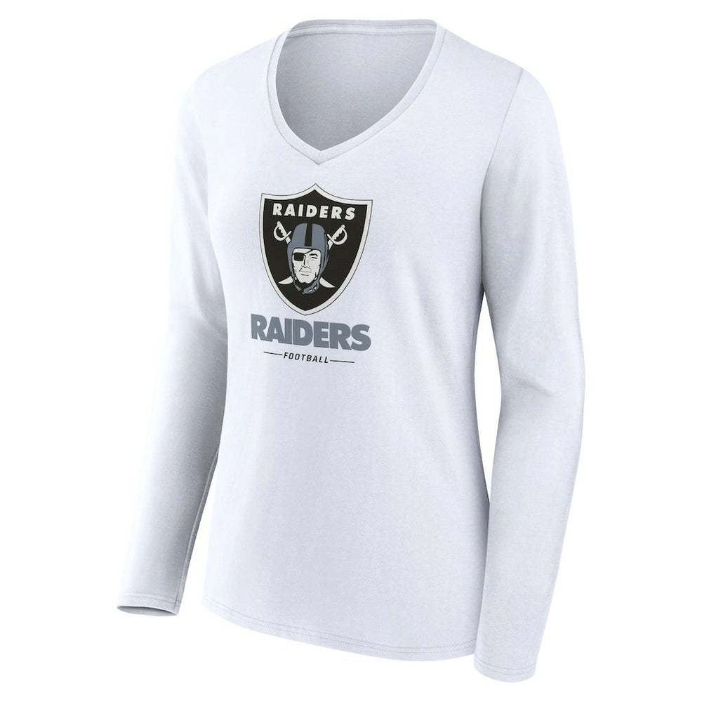 Las Vegas Raiders  Women's Team Lockup Long Sleeve V-Neck T-Shirt