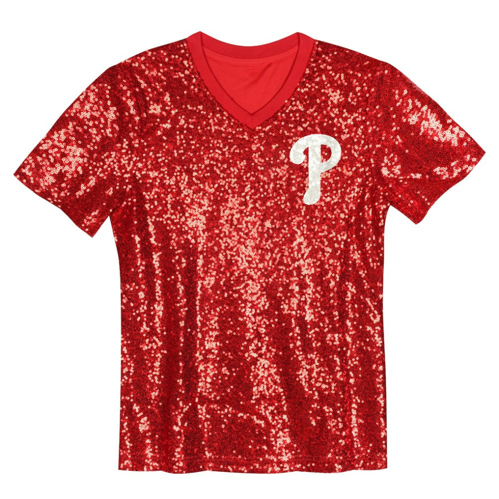 Bryce Harper Philadelphia Phillies Juniors Name & Number Sequin V-Neck Top | MLB Near me