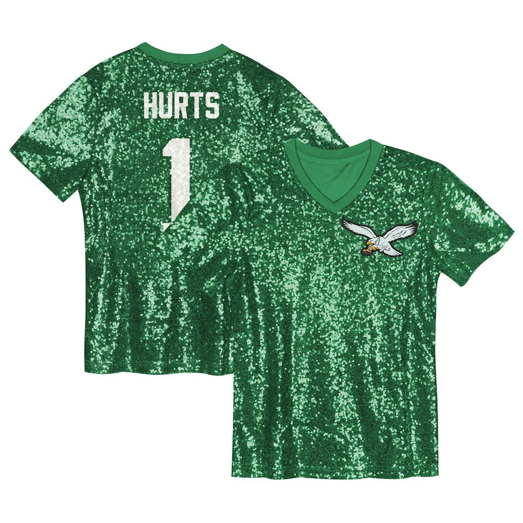 Philadelphia Eagles  Jalen Hurts  Girls Youth Sequin V-Neck Fashion Jersey