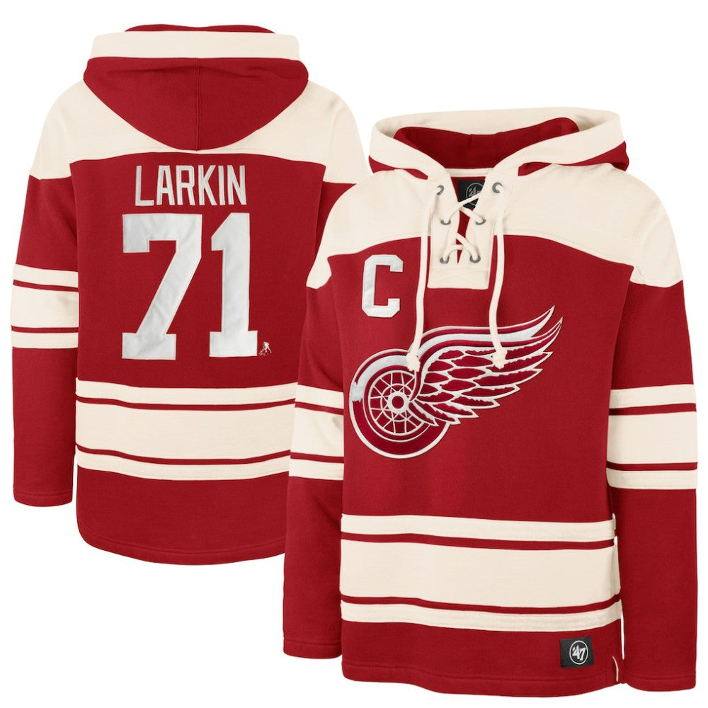 Dylan Larkin Detroit Red Wings '47 Captain Patch Player Name & Number Lacer Pullover Hoodie Outlet