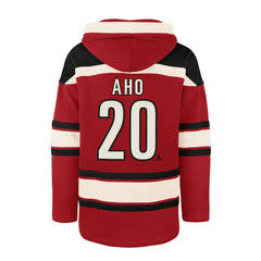 Sebastian Aho Carolina Hurricanes '47 Player Name & Number Lacer Pullover Hoodie For Sale