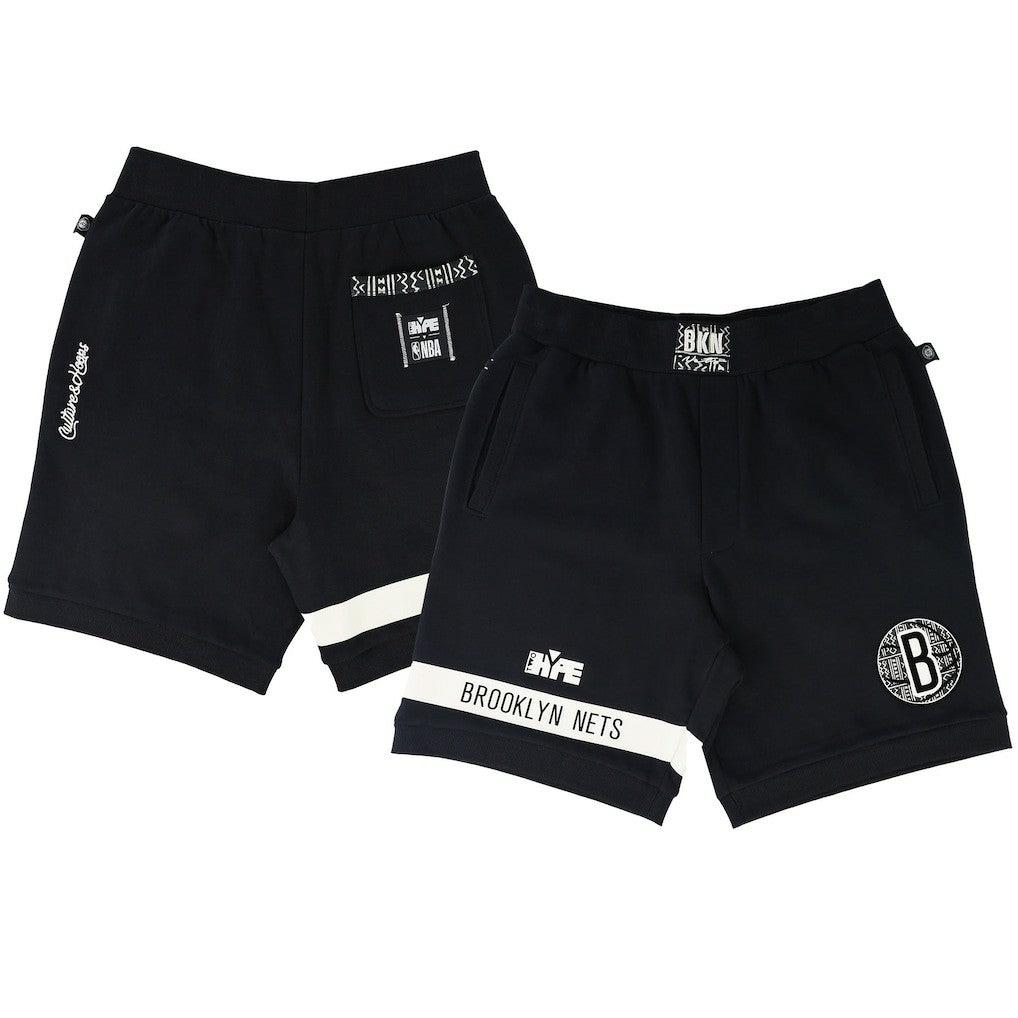 Brooklyn Nets NBA x Two Hype Unisex Culture & Hoops Premium Classic Fleece Shorts - Black sale New