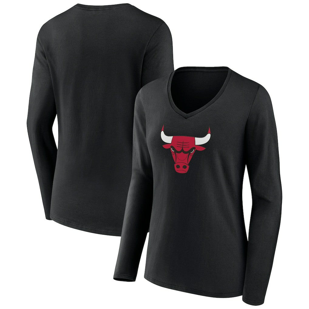 Chicago Bulls Women's Primary Logo Long Sleeve V-Neck T-Shirt sale Online