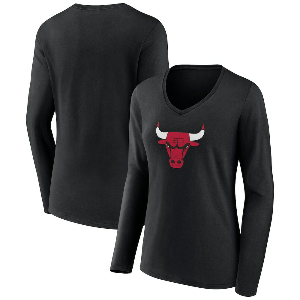 Chicago Bulls Women's Primary Logo Long Sleeve V-Neck T-Shirt sale Online