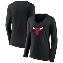 Chicago Bulls Women's Primary Logo Long Sleeve V-Neck T-Shirt sale Online