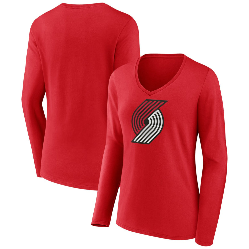 Portland Trail Blazers Women's Primary Logo Long Sleeve V-Neck T-Shirt Discount