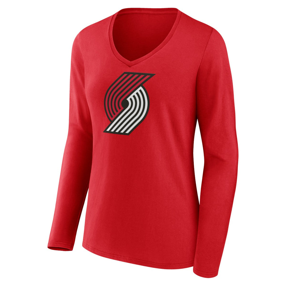 Portland Trail Blazers Women's Primary Logo Long Sleeve V-Neck T-Shirt Discount