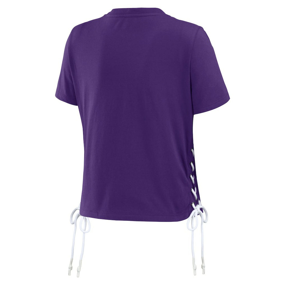 Minnesota Vikings  WEAR by Erin Andrews Women's Lace Up Side Modest Cropped T-Shirt