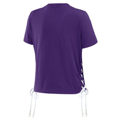 Minnesota Vikings  WEAR by Erin Andrews Women's Lace Up Side Modest Cropped T-Shirt