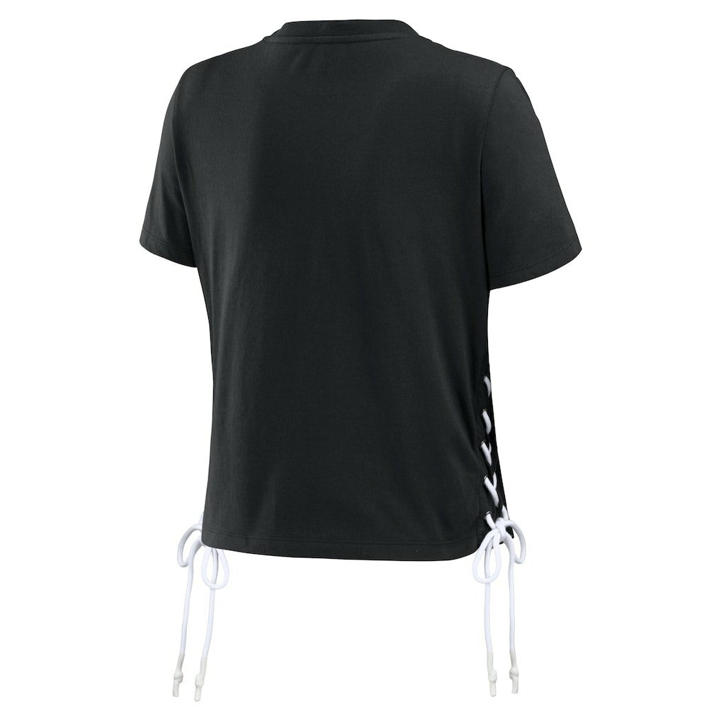 Cincinnati Bengals  WEAR by Erin Andrews Women's Lace Up Side Modest Cropped T-Shirt