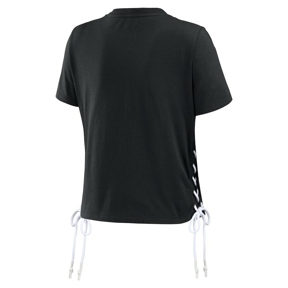 Cincinnati Bengals  WEAR by Erin Andrews Women's Lace Up Side Modest Cropped T-Shirt
