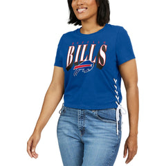 Buffalo Bills  WEAR by Erin Andrews Women's Lace Up Side Modest Cropped T-Shirt