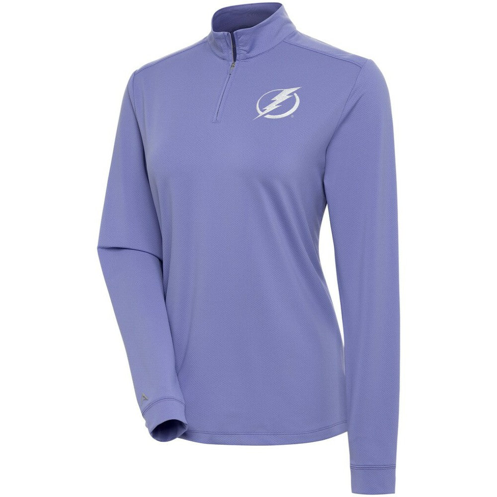 Tampa Bay Lightning Antigua Women's White Logo Finish Quarter-Zip Top Sale