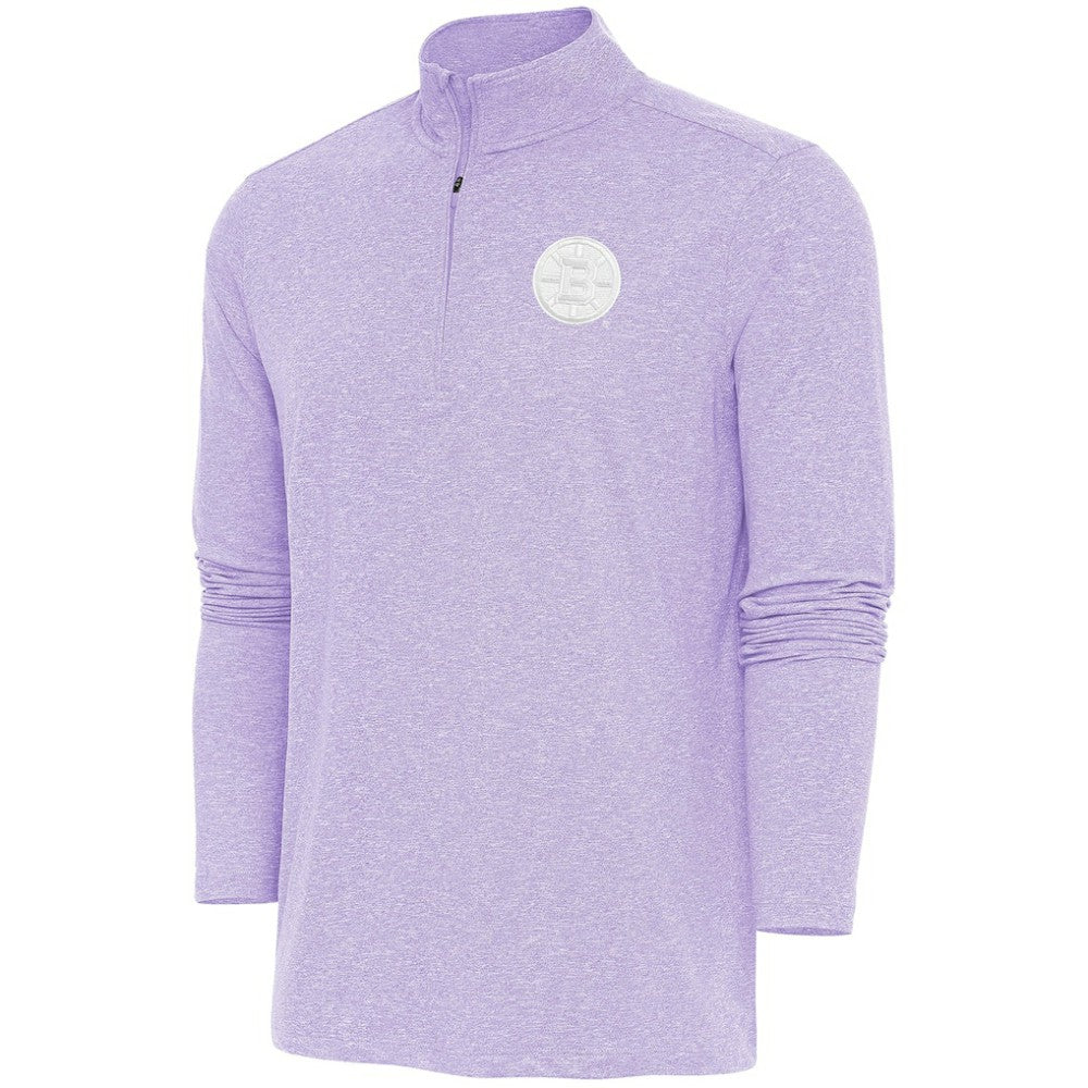 Boston Bruins Antigua White Logo Hunk Quarter-Zip Pullover On Sale