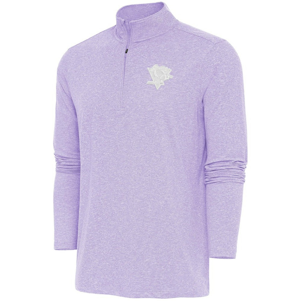 Pittsburgh Penguins Antigua White Logo Hunk Quarter-Zip Pullover For Sale