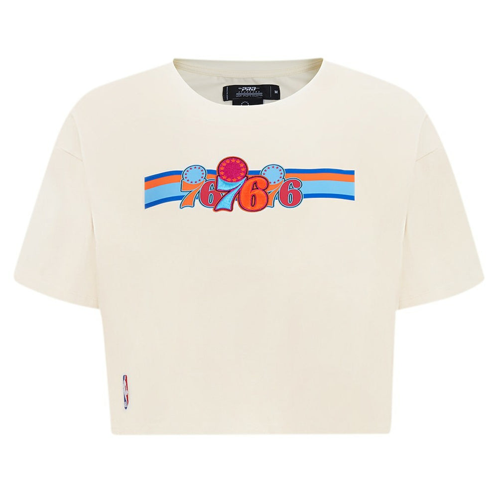 Philadelphia 76ers Pro Standard Women's Retro Striper SJ Cropped Boxy T-Shirt On Sale
