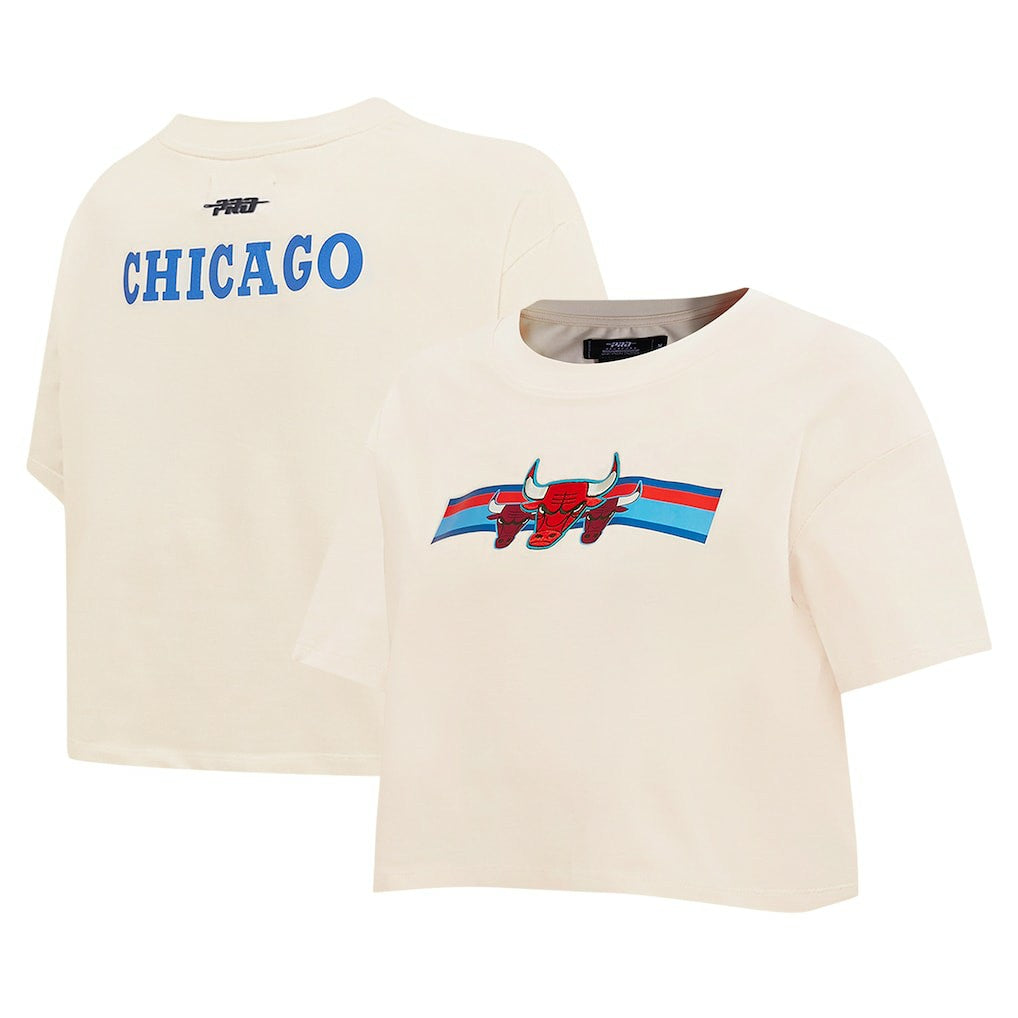 Chicago Bulls Pro Standard Women's Retro Striper SJ Cropped Boxy T-Shirt sale Discount