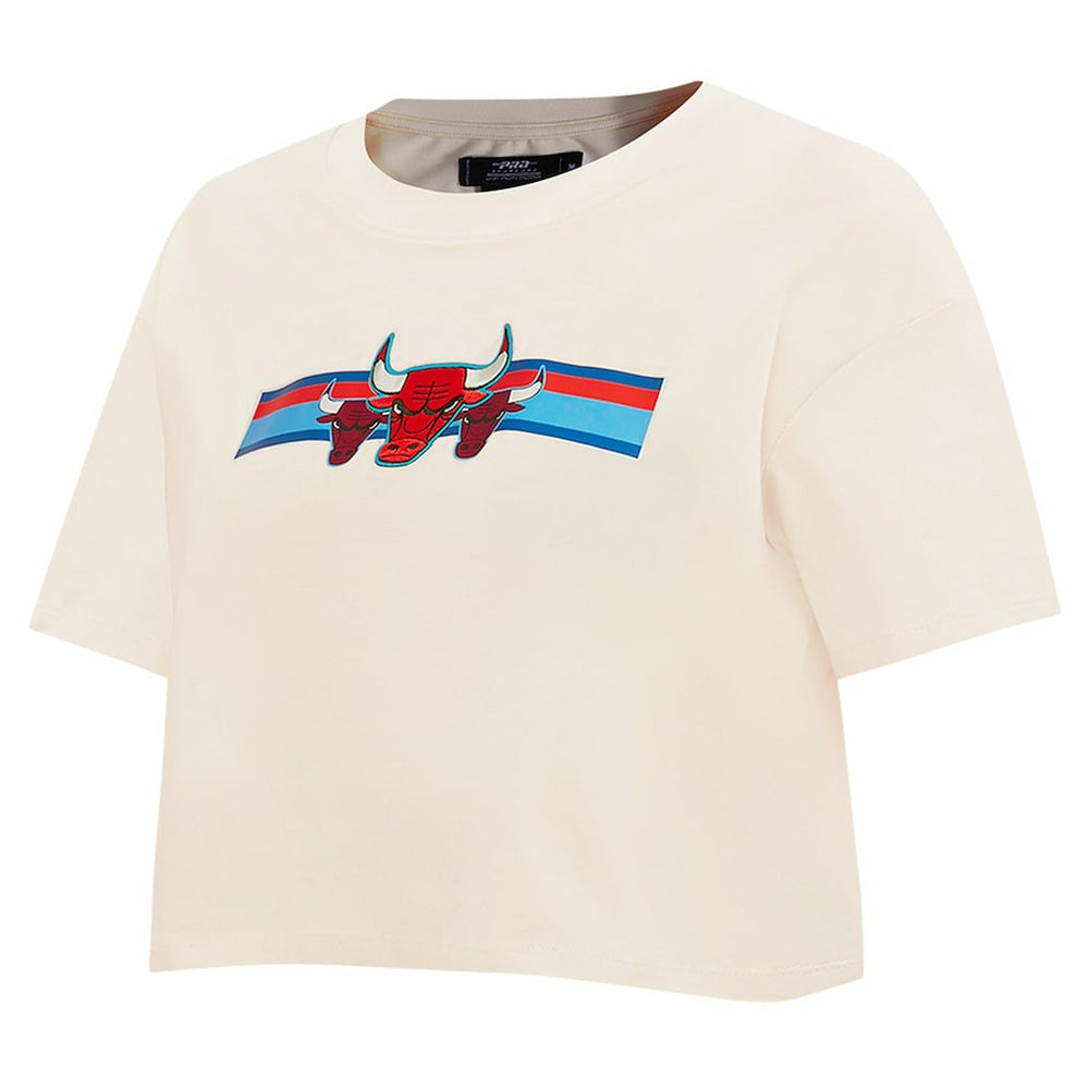 Chicago Bulls Pro Standard Women's Retro Striper SJ Cropped Boxy T-Shirt sale Discount