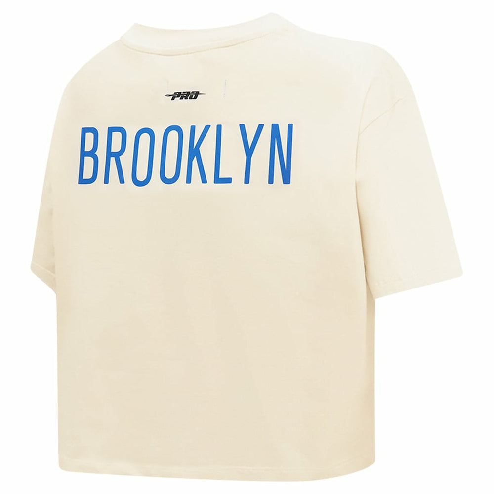 Brooklyn Nets Pro Standard Women's Retro Striper SJ Cropped Boxy T-Shirt On Sale