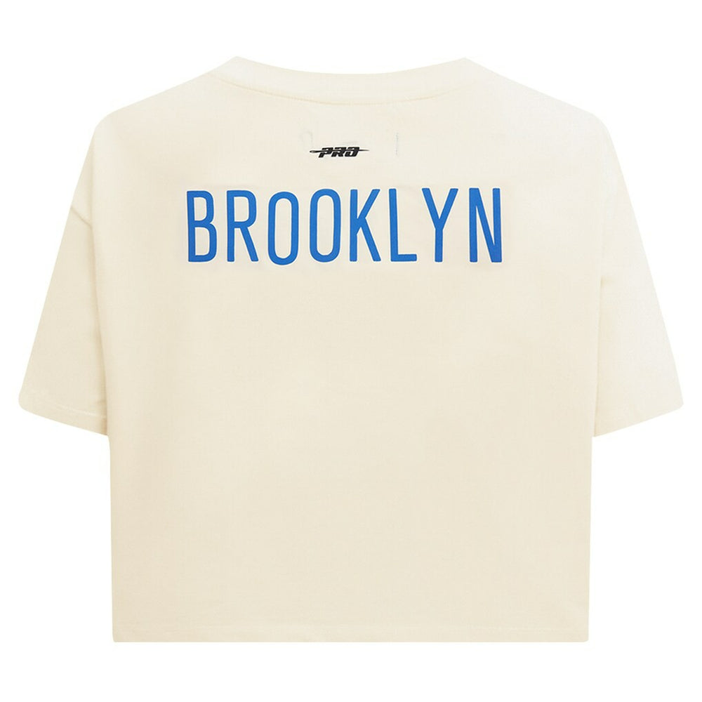 Brooklyn Nets Pro Standard Women's Retro Striper SJ Cropped Boxy T-Shirt On Sale