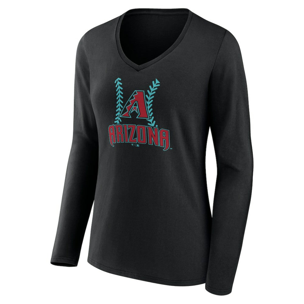 Arizona Diamondbacks Women's Personalized Name & Number Fastball Long Sleeve V-Neck T-Shirt | MLB For sale