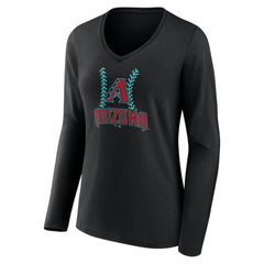 Arizona Diamondbacks Women's Personalized Name & Number Fastball Long Sleeve V-Neck T-Shirt | MLB For sale
