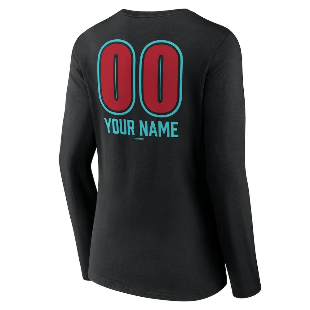 Arizona Diamondbacks Women's Personalized Name & Number Fastball Long Sleeve V-Neck T-Shirt | MLB For sale
