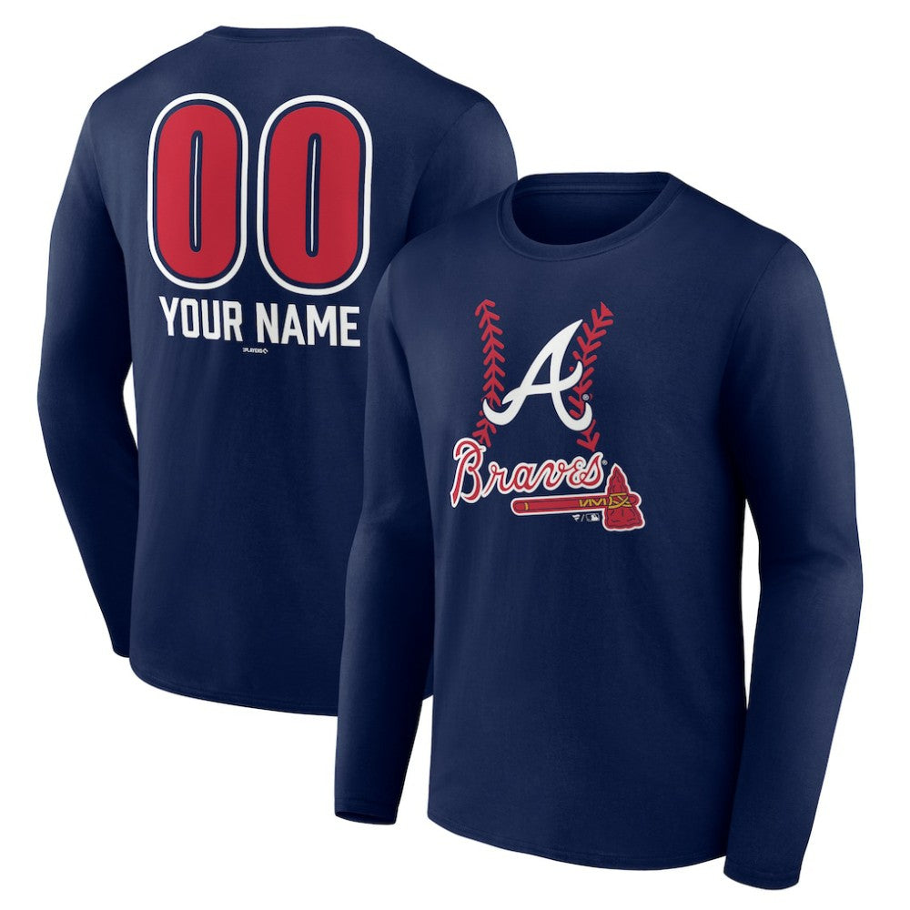 Atlanta Braves Personalized Name & Number Fastball Long Sleeve T-Shirt | MLB Sale