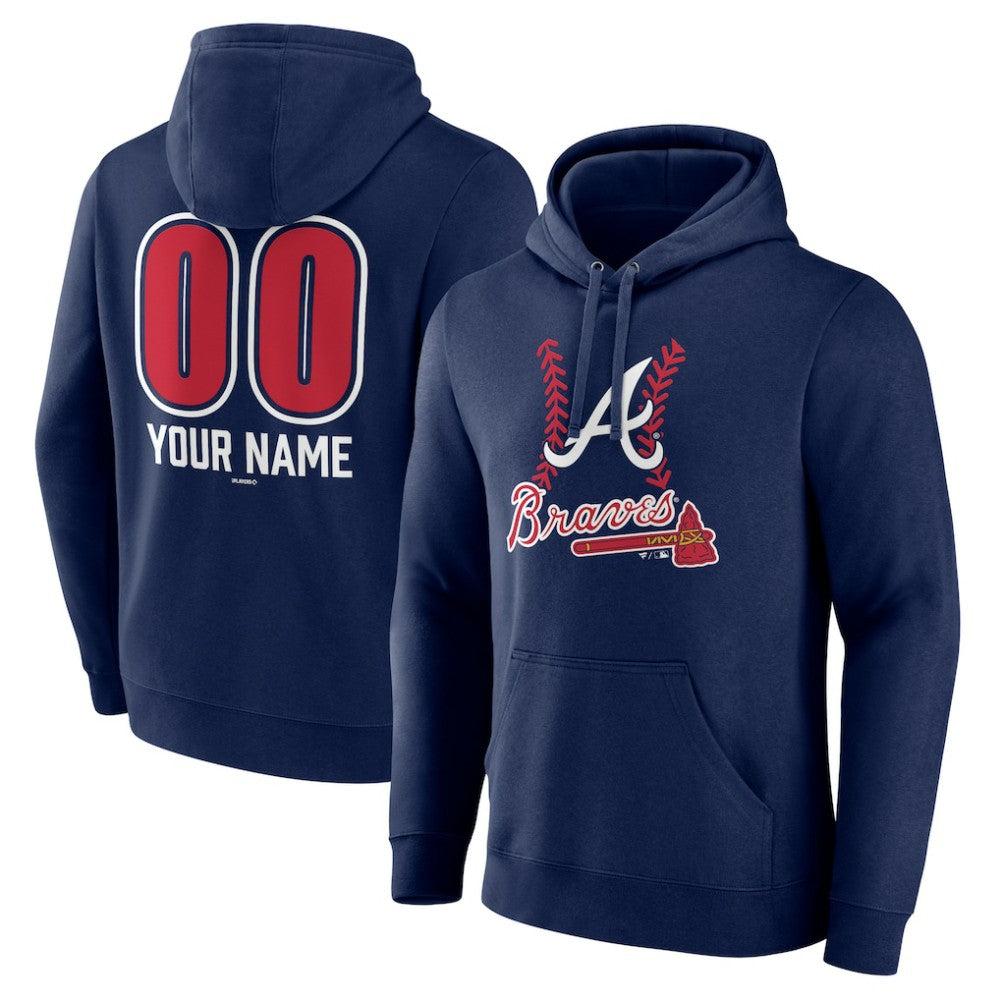 Atlanta Braves Personalized Name & Number Fastball Pullover Hoodie | MLB Near me