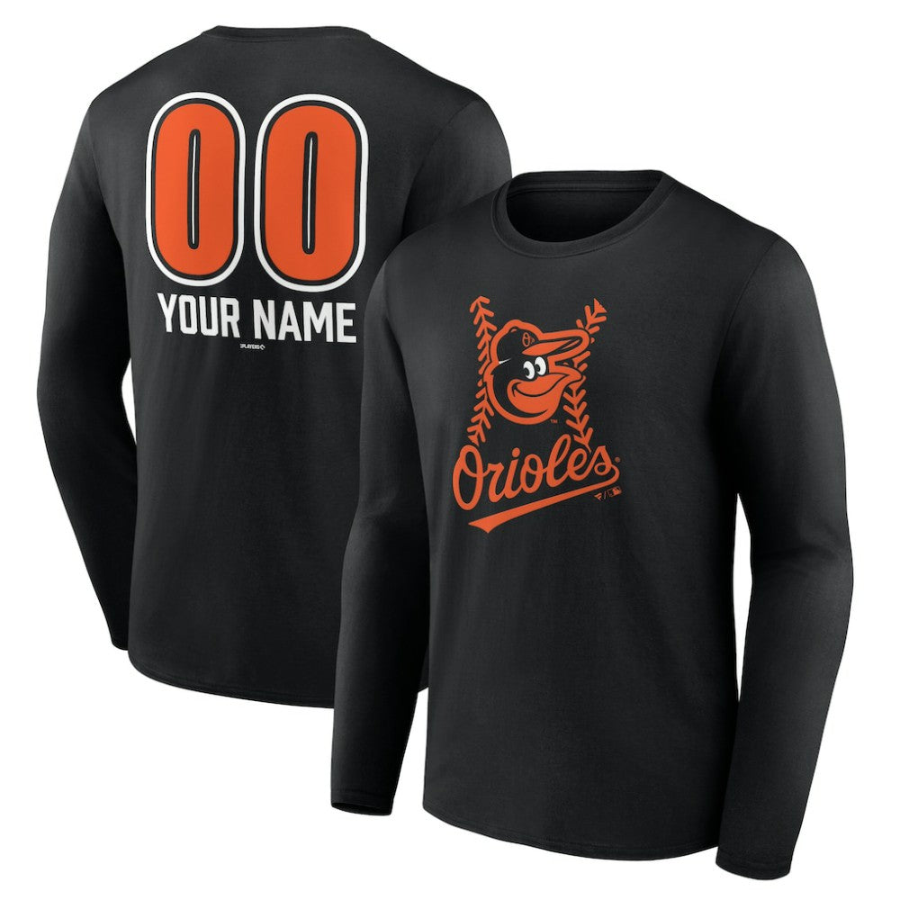 Baltimore Orioles Personalized Name & Number Fastball Long Sleeve T-Shirt | MLB Online