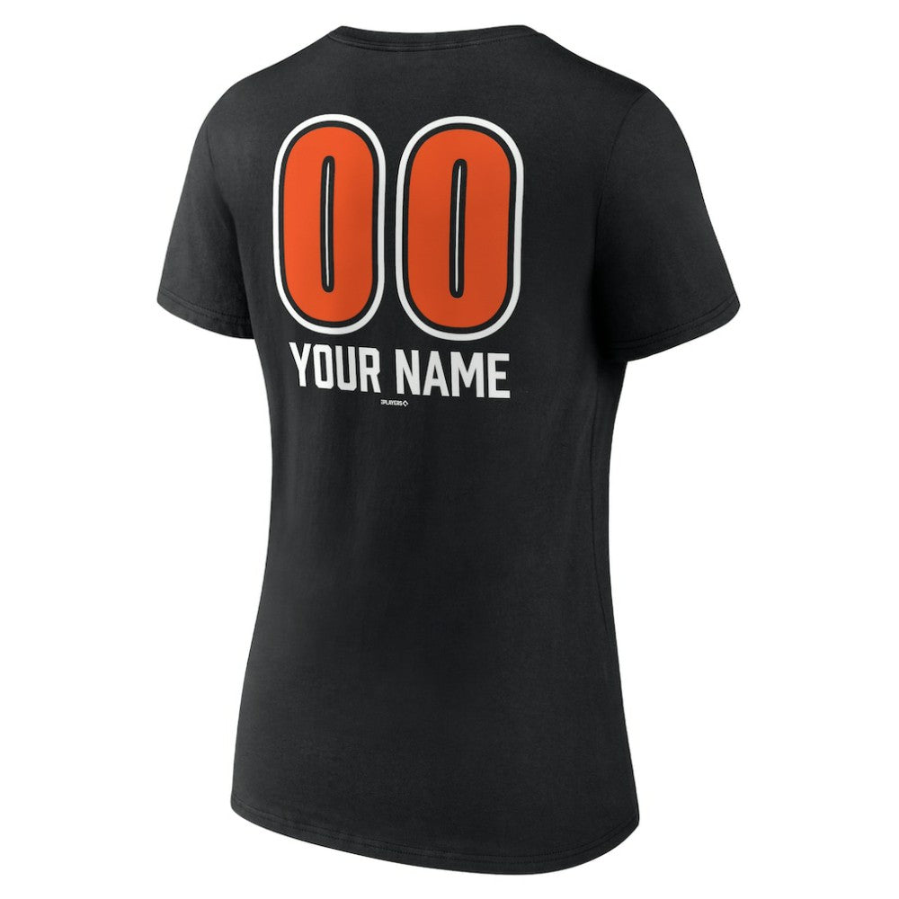 Baltimore Orioles Women's Personalized Name & Number Fastball V-Neck T-Shirt | MLB Outlet
