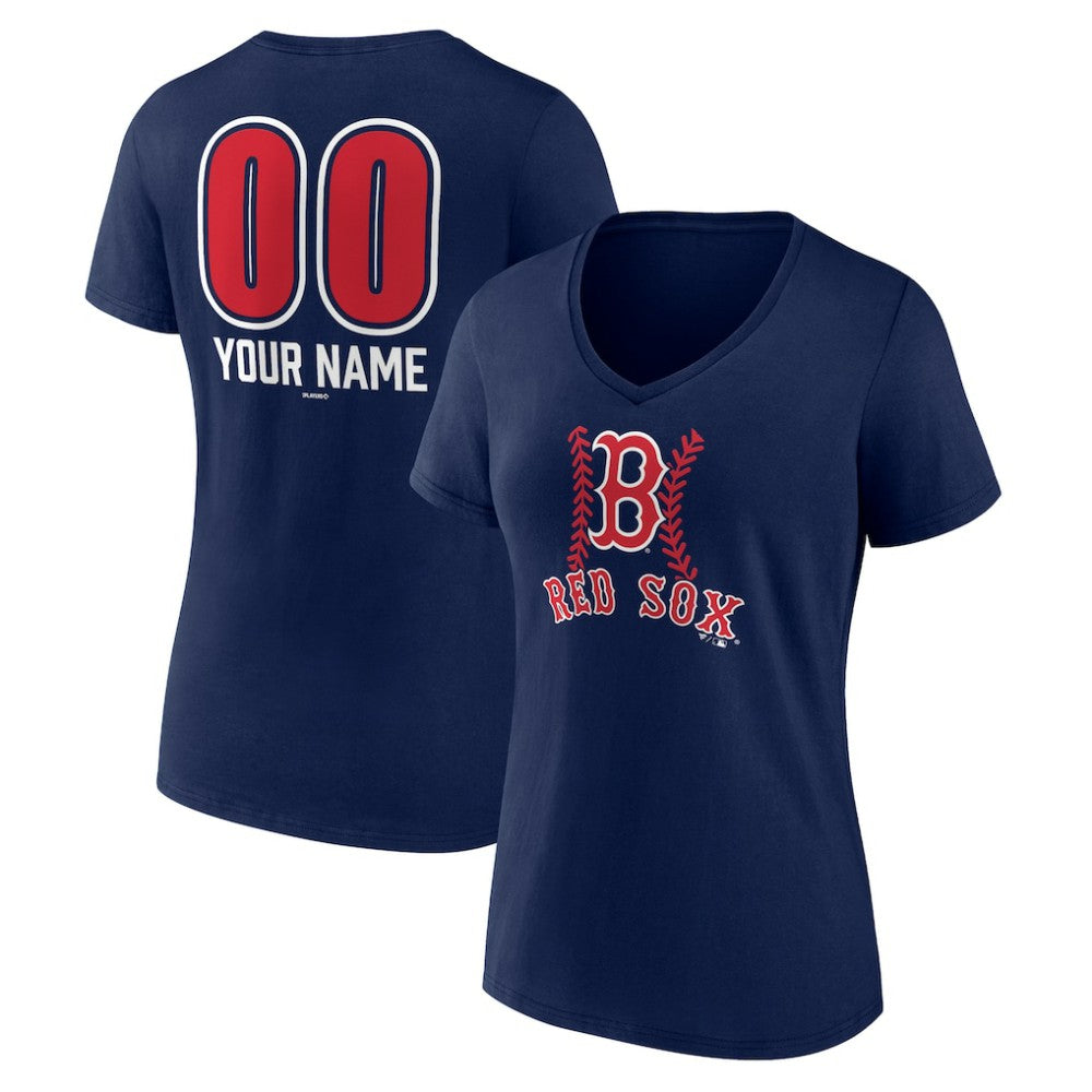 Boston Red Sox Women's Personalized Name & Number Fastball V-Neck T-Shirt | MLB Shop