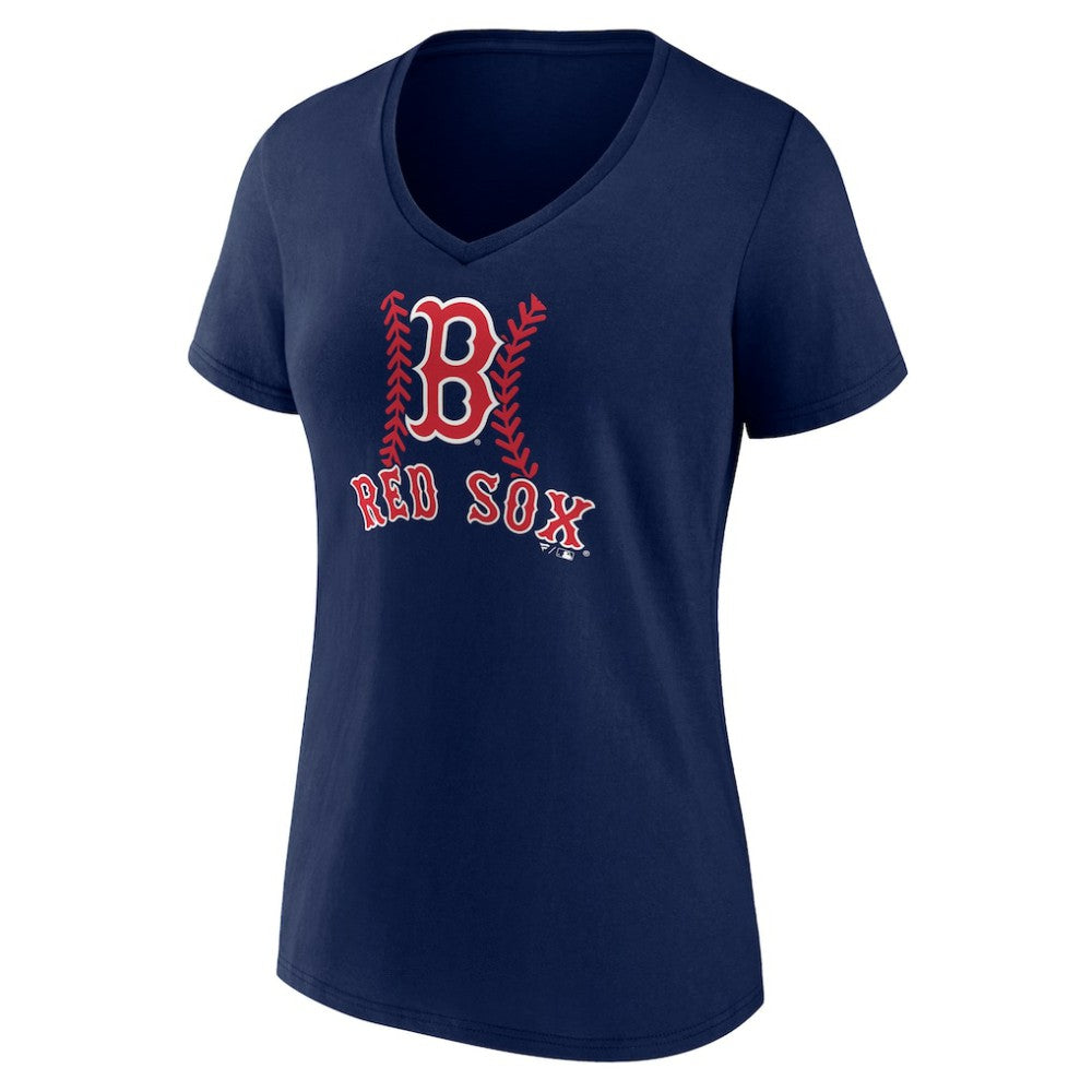 Boston Red Sox Women's Personalized Name & Number Fastball V-Neck T-Shirt | MLB Shop
