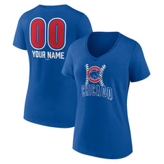 Chicago Cubs Women's Personalized Name & Number Fastball V-Neck T-Shirt | MLB New